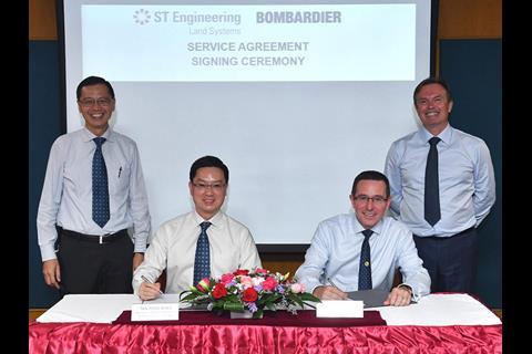 Bombardier Transportation and ST Engineering have announced a strategic partnership to build a service centre in Singapore.